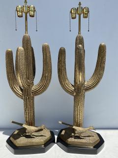 Alain Chervet Pair of Brass Giant Saguaro Cactus Lamps - 1452736