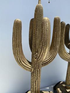 Alain Chervet Pair of Brass Giant Saguaro Cactus Lamps - 1452740