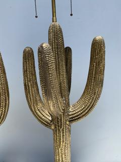 Alain Chervet Pair of Brass Giant Saguaro Cactus Lamps - 1452743