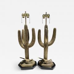 Alain Chervet Pair of Brass Giant Saguaro Cactus Lamps - 1453676