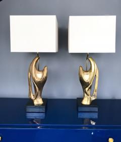 Alain Chervet Pair of Bronze Lamps by Alain Chervet France 1970s - 672824