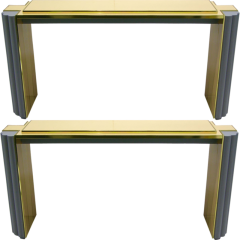 Alain Delon 1970s Pair of Alain Delon for Maison Jansen Console Tables - 329116