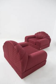 Alain Delon Alain Delon Vintage Salon Red Armchairs Original Label - 3647245