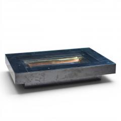 Alain Delon Alain Delon for Maison Jansen Mid Century Brass Chrome Lacquered Coffee Table - 4615331