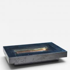 Alain Delon Alain Delon for Maison Jansen Mid Century Brass Chrome Lacquered Coffee Table - 4615336
