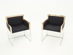 Alain Delon Alain Delon for Maison Jansen armchairs brass chrome copper alcantara 1972 - 2226978