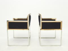 Alain Delon Alain Delon for Maison Jansen armchairs brass chrome copper alcantara 1972 - 2226980