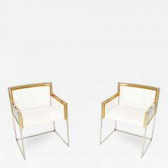 Alain Delon Alain Delon for Maison Jansen armchairs brass chrome copper alcantara 1972 - 2234383