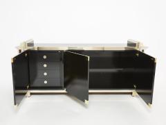 Alain Delon Alain Delon for Maison Jansen sideboard brass black lacquered 1972 - 2272763
