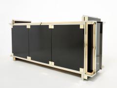 Alain Delon Alain Delon for Maison Jansen sideboard brass black lacquered 1972 - 2272767