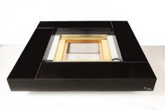 Alain Delon BLACK LAMINATE AND BRASS COFFEE TABLE BY ALAIN DELON FOR JANSEN COLLECTION - 2605638