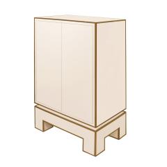 Alain Delon Jansen 2 Door Cabinet in Ivory Lacquer with Brass Trim 1975 Signed  - 2194306