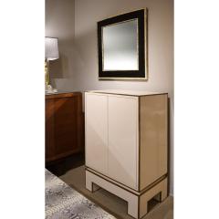 Alain Delon Jansen 2 Door Cabinet in Ivory Lacquer with Brass Trim 1975 Signed  - 2194308