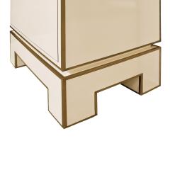 Alain Delon Jansen 2 Door Cabinet in Ivory Lacquer with Brass Trim 1975 Signed  - 2194309