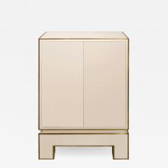 Alain Delon Jansen 2 Door Cabinet in Ivory Lacquer with Brass Trim 1975 Signed  - 2197236