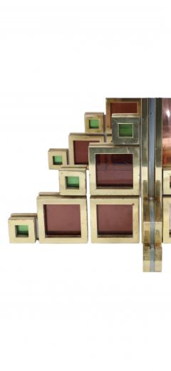 Alain Delon MODERNIST COPPER BRASS CHROME EMERALD ROSE GLASS SCONCES BY ALAIN DELON - 4461091
