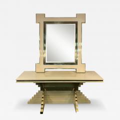 Alain Delon MODERNIST MIXED METALS MIRROR CONSOLE BY ALAIN DELON FOR MAISON JANSEN - 3771694