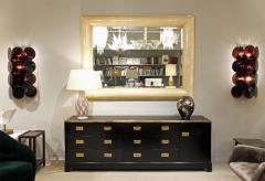 Alain Delon Maison Jansen Elegant Chest of Drawer in Black Lacquer with Brass 1970s - 971279