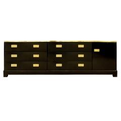 Alain Delon Maison Jansen Elegant Chest of Drawer in Black Lacquer with Brass 1970s - 971281