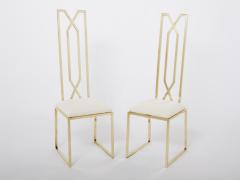 Alain Delon Pair of brass chairs signed by Alain Delon for Jean Charles 1970s - 2893757