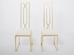 Alain Delon Pair of brass chairs signed by Alain Delon for Jean Charles 1970s - 2893758