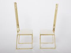 Alain Delon Pair of brass chairs signed by Alain Delon for Jean Charles 1970s - 2893763