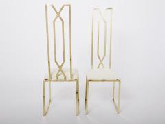 Alain Delon Pair of brass chairs signed by Alain Delon for Jean Charles 1970s - 2893765