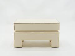 Alain Delon Pair of white lacquer brass end tables by Alain Delon for Maison Jansen 1975 - 1561549