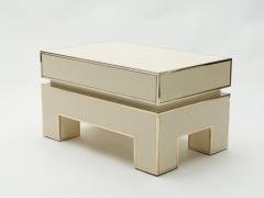 Alain Delon Pair of white lacquer brass end tables by Alain Delon for Maison Jansen 1975 - 1561563