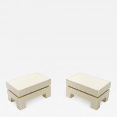 Alain Delon Pair of white lacquer brass end tables by Alain Delon for Maison Jansen 1975 - 1563180