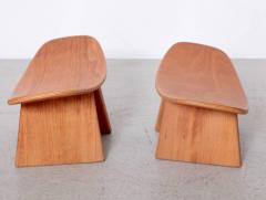 Alain Gaubert Pair of French Meditation Wood Shoggi Stool by Alain Gaubert Beechwood 1980s - 526707