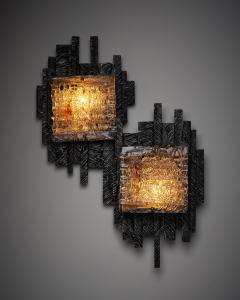 Albano Poli Albano Poli for Poliarte Brutalist Glass and Metal Wall Lamp 1970s - 4499092