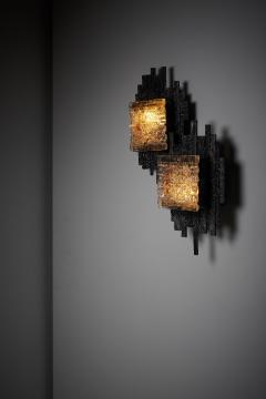 Albano Poli Albano Poli for Poliarte Brutalist Glass and Metal Wall Lamp 1970s - 4499093