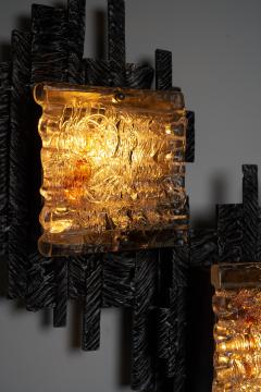 Albano Poli Albano Poli for Poliarte Brutalist Glass and Metal Wall Lamp 1970s - 4499096