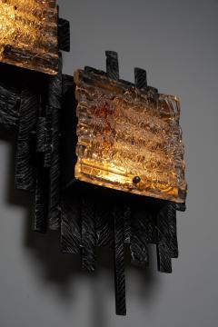 Albano Poli Albano Poli for Poliarte Brutalist Glass and Metal Wall Lamp 1970s - 4499097