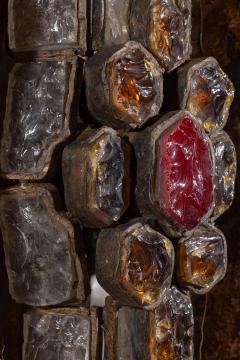 Albano Poli Albano Poli large Brutalist Wall Sconce in Metal and Crystal Poliarte 1970s - 4486839