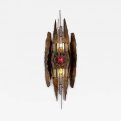Albano Poli Albano Poli large Brutalist Wall Sconce in Metal and Crystal Poliarte 1970s - 4491002