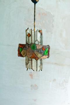 Albano Poli Colored Glass and Brass Chandelier - 4437498