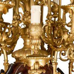 Albert Ernest Carrier Belleuse Monumental Pair of Rouge Marble Gilt and Patinated Bronze Figural Torch res - 4697751