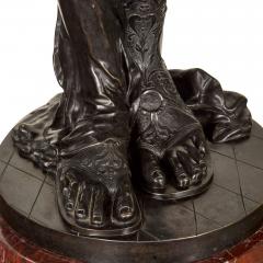Albert Ernest Carrier Belleuse Monumental Pair of Rouge Marble Gilt and Patinated Bronze Figural Torch res - 4697752