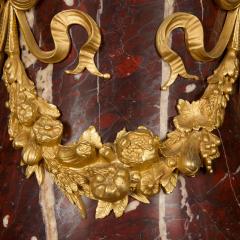 Albert Ernest Carrier Belleuse Monumental Pair of Rouge Marble Gilt and Patinated Bronze Figural Torch res - 4697754