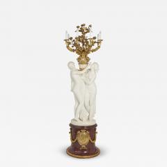 Albert Ernest Carrier Belleuse Very large antique marble ormolu candelabrum by Carrier Belleuse Barbedienne - 4419441