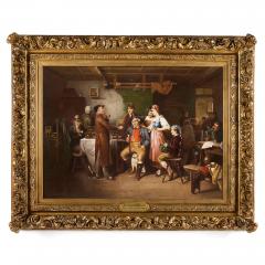 Albert Friedrich Schr der Large antique German oil painting of a canary seller by F Schr der - 3912875