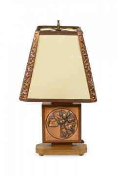 Albert Gilles Pair of Albert Gilles French Art Deco Embossed Copper Table Lamps - 4274581