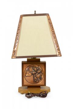 Albert Gilles Pair of Albert Gilles French Art Deco Embossed Copper Table Lamps - 4274583