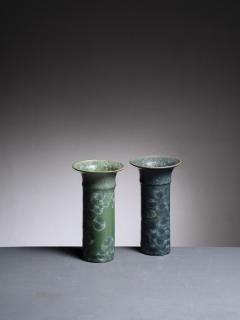 Albert Kiessling Pair of Albert Kiessling green ceramic vases - 2929635