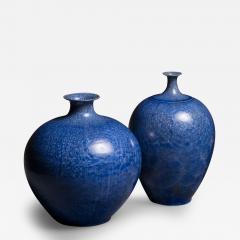 Albert Kiessling Set of 3 Albert Kiessling blue crystalline ceramic vases - 3002223