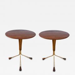 Albert Larsson Pair of Swedish teak tripod side drinks tables Albert Larsson for Albert Tibro - 2659318