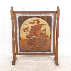 Albert Owlman Harrison Carved and Adzed Oak Fire Screen Attributed to Robert Thompson Mouseman - 4188612