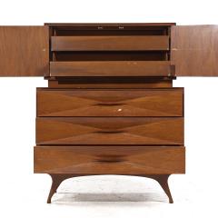 Albert Parvin Albert Parvin Style Roma Mid Century Sculpted Walnut Highboy Dresser - 3838884